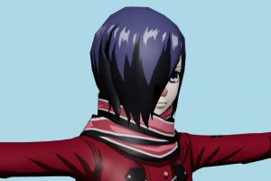 Touka Kirishima Tokyo-Ghoul, girl, female, woman, people, human, xna, characters, rigged